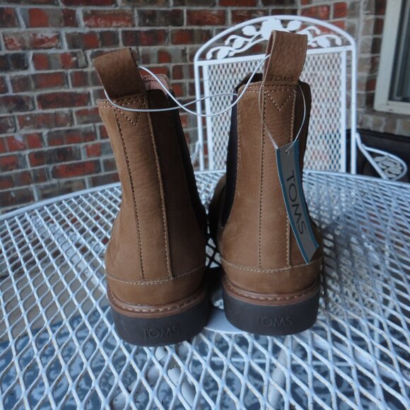 TOMS Men's Light Brown Leather Slip On Chelsea Boots Size 8 NWOB!! - Picture 8 of 8
